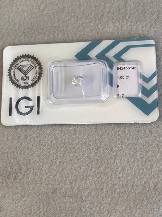 1 pcs Diamant  (Natur)  - 1.00 ct - Pude - F - SI2 - International Gemological Institute (IGI)