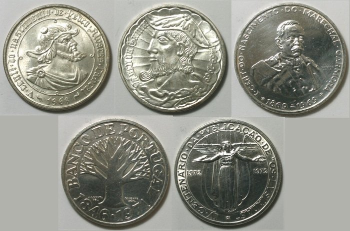 Portugal. Republic. Coleção Completa (5 Moedas) - 50 Escudos - 1968 a 1972  (Ingen mindstepris)