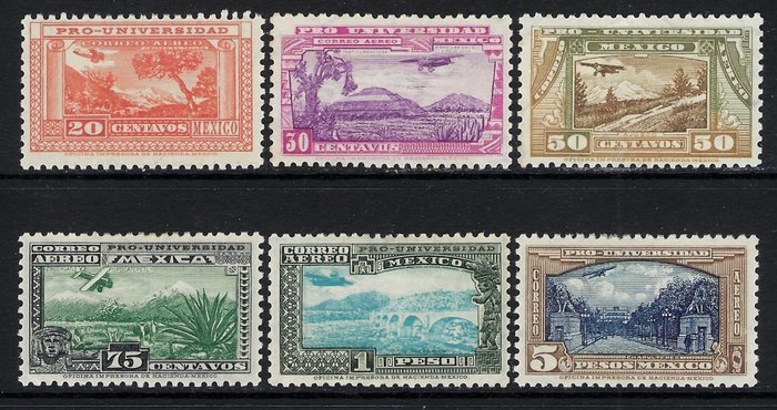 Mexico 1934 - National University Airmail indstillet til 10p - Pro Universidad - Scott N. C54/C60