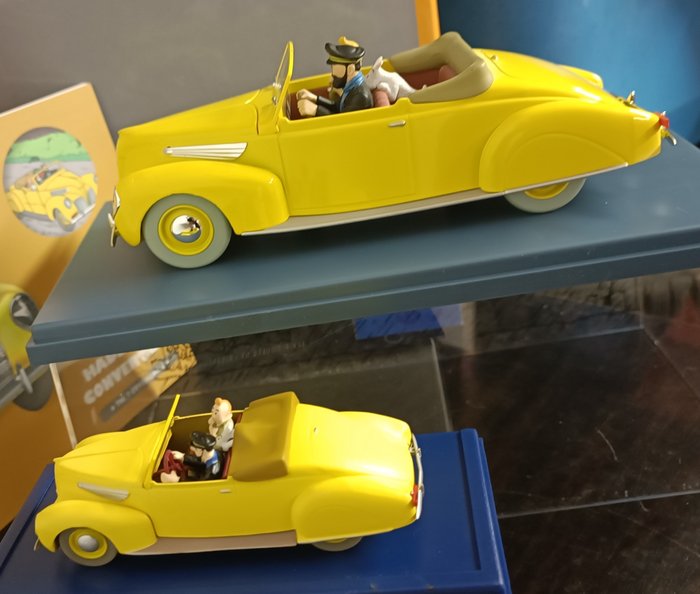 Tintin 2 biler 1/24 og 1/43 - Kaptajn Haddocks cabriolet - Moulinsart / Hachette / Atlas