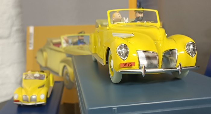 Tintin 2 biler 1/24 og 1/43 - Kaptajn Haddocks cabriolet - Moulinsart / Hachette / Atlas