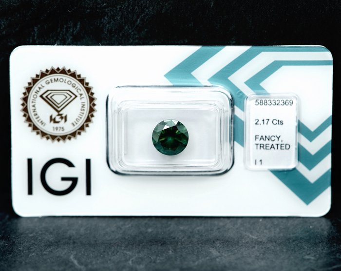 1 pcs Diamant  (Farvebehandlet)  - 217 ct - I1 - International Gemological Institute (IGI)