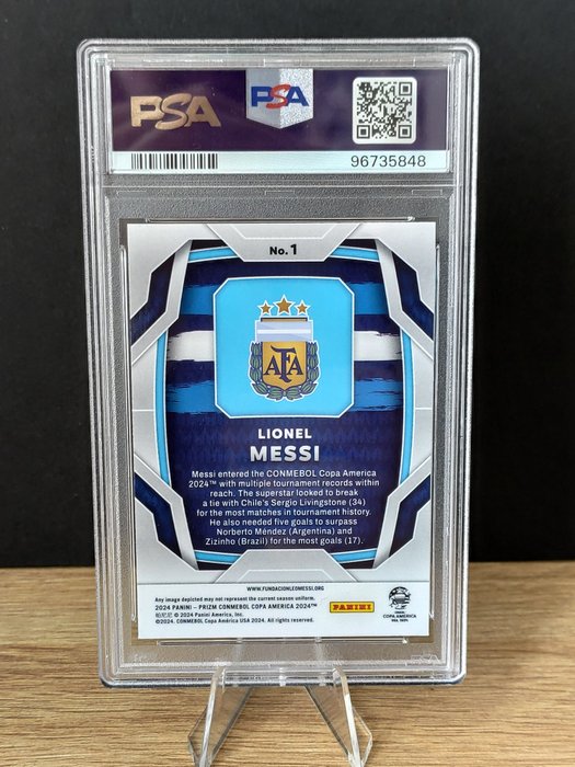 2024 Panini Prizm Conmebol Copa America Lionel Messi #1 PSA 10 Graded card