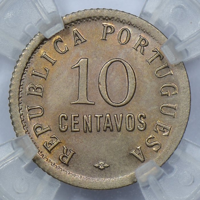 Portugisisk Angola. Republic. 10 Centavos 1922 - GENI - MS65 - Escassa