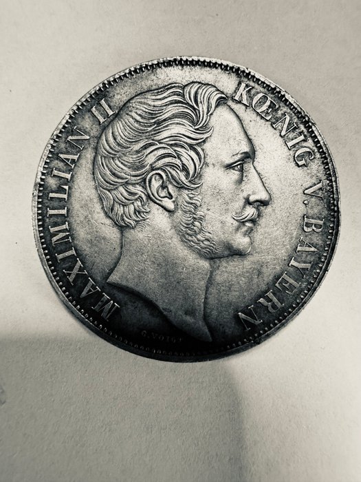 Tyskland, Bavaria. Maximilian II. (1848-1864). Doppel Gulden 1855, Mariensäule  (Ingen mindstepris)