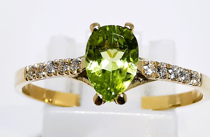 Ingen mindstepris - Ring - 14 karat Gulguld Peridot