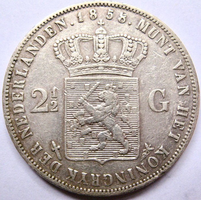 Holland. Willem III. 2-1/2 Gulden 1858  (Ingen mindstepris)