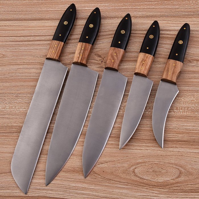 Køkkenkniv - Chef's knife - Oliventræ og sort G10, håndlavet stål - Nordamerika