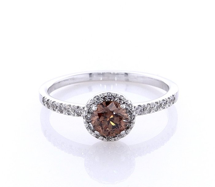 Ring - 14 karat Hvidguld -  0.64ct. tw. Diamant (Naturfarvet) - Diamant