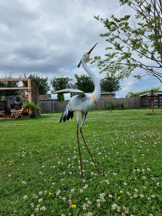 Statue, XXL Metal Garden Heron 106cm - metal - 106 cm - Metal