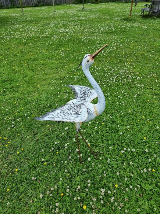 Statue, XXL Metal Garden Heron 106cm - metal - 106 cm - Metal