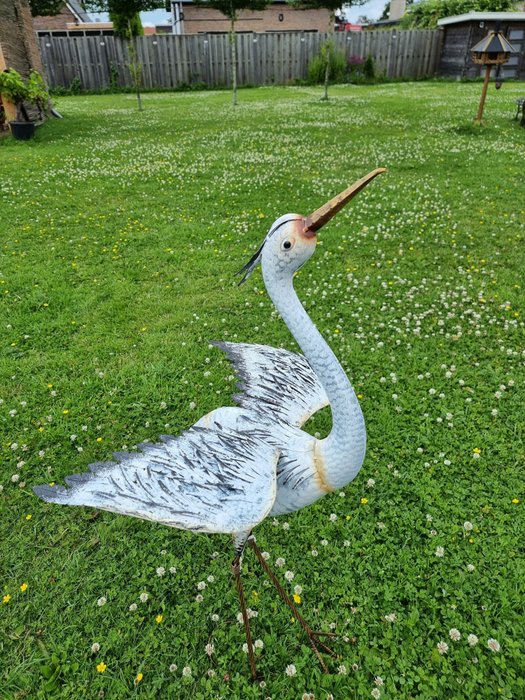 Statue, XXL Metal Garden Heron 106cm - metal - 106 cm - Metal