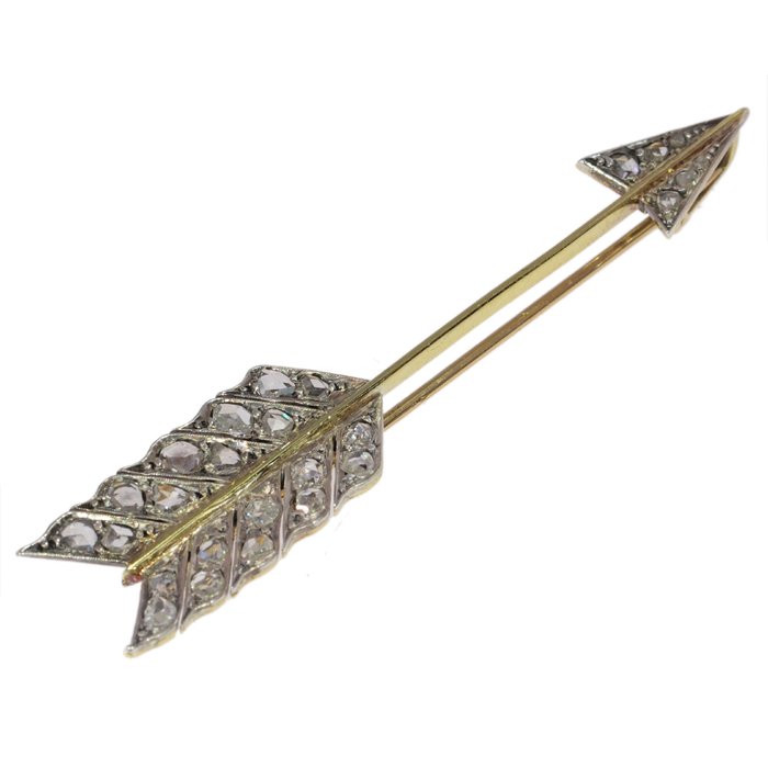 Broche - 18 kraat Gulguld - Diamant - Arrow, victoriansk, 1880