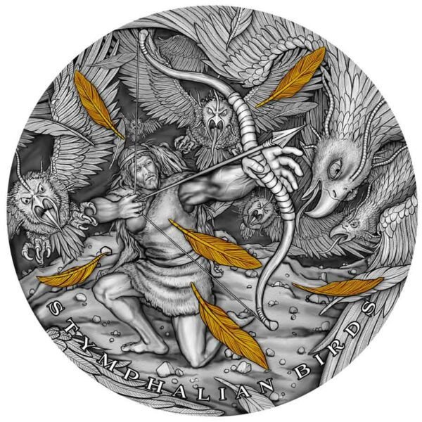 Niue 5 Dollars 2022 Stymphalian Birds - Twelve Labours of Hercules 2 Oz (999)