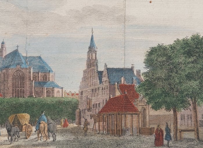 Holland - Arnhem; Isaak Tirion - De groote Markt, het Princen Hof, Stad huis en Hoofd Kerk te Arnhem - 1750