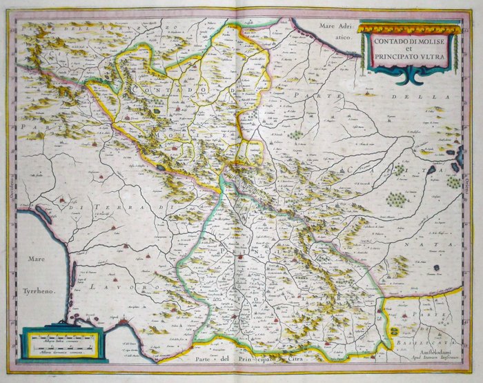 Italien - Molise Campania; Hondius / Janssonius - Contado di Molise et Principato Ultra - 1638