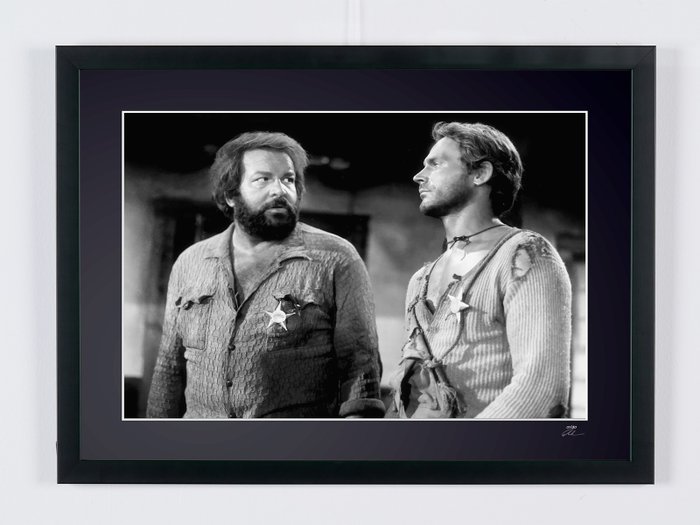 Bud Spencer  Terence Hill - They Call Me Trinity 1970 - Fine Art Photography - Luxury Wooden Framed 70X50 cm - Limited Edition 01 of 30 - Serial ID 30757 - Original Certificate (COA), Hologram Logo Editor and QR Code - 100% New items.