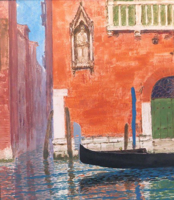 Sigismond Jeanès (1863-1952) - Venice, landscape with gondola