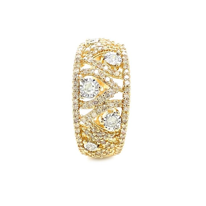 Ring - 14 karat Gulguld -  0.59ct. tw. Diamant (Natur)