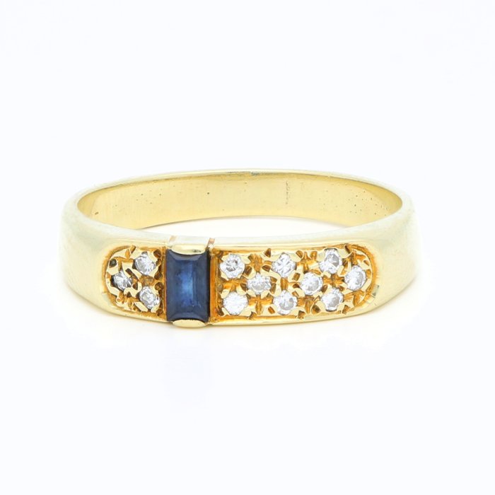 Ingen mindstepris - Ring - 14 karat Gulguld Diamant (Natur)  - Safir