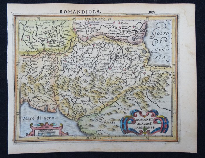 Europa - Italien / Parma / Bologna / Firenze / Modena / Piacenza / Pisa / Appenninerne; Hondius / Mercator - Romandiola cum D Parmense - 1601-1620