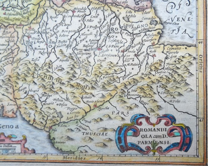 Europa - Italien / Parma / Bologna / Firenze / Modena / Piacenza / Pisa / Appenninerne; Hondius / Mercator - Romandiola cum D Parmense - 1601-1620