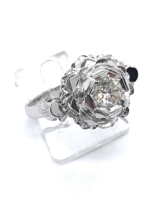 Ring - 18 kraat Hvidguld -  037ct tw Diamant (Natur)