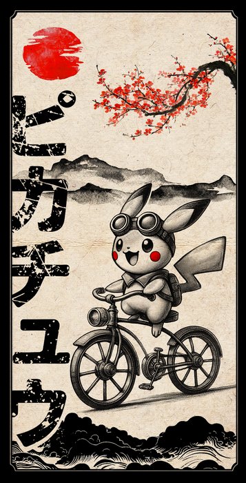 Kōdo88 - Pikachu Cycling [Pokémon] - Hand Signed Numbered  Certificated