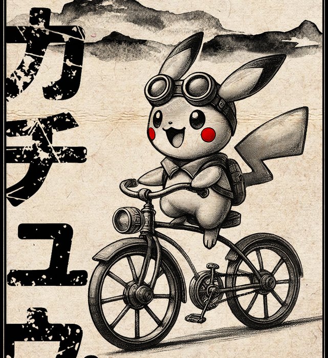 Kōdo88 - Pikachu Cycling [Pokémon] - Hand Signed Numbered  Certificated