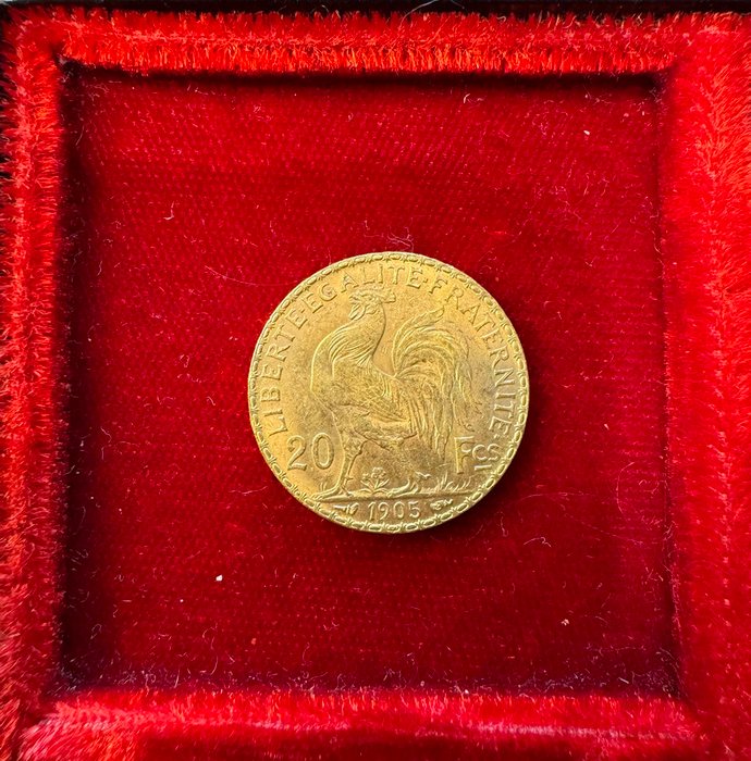 6,45 grams - Guld 900 - 20 Francs Coq/Marianne - Præget bar