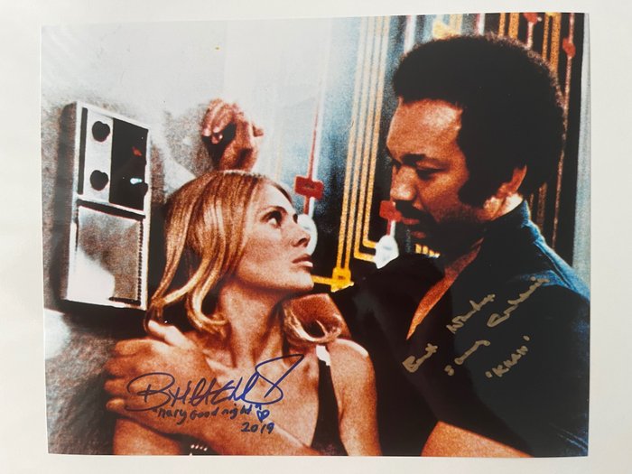 James Bond 007: The Man with the Golden Gun Double signed Britt Ekland as "Mary Goodnight" and Sonny Caldinez as "Kra" with B'BC holographic COA