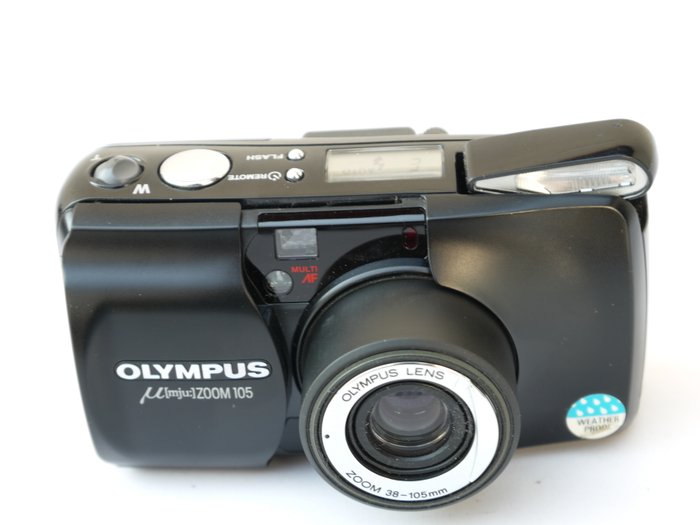 Olympus MJu Zoom 105 Black mit Olympus Lens Zoom 38-105mm Weather Proof Analogt kamera