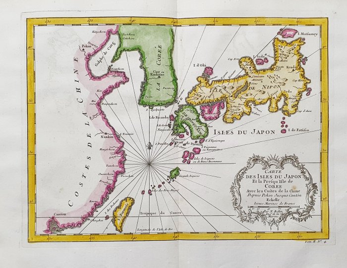 Asien - Japan / Korea / Seoul / Kina / Taiwan; La Haye / P. de Hondt / J.N. Bellin - Carte des Isles du Japon et la Presqu'Isle de Coree, avec le Costes de la Chine - 1721-1750