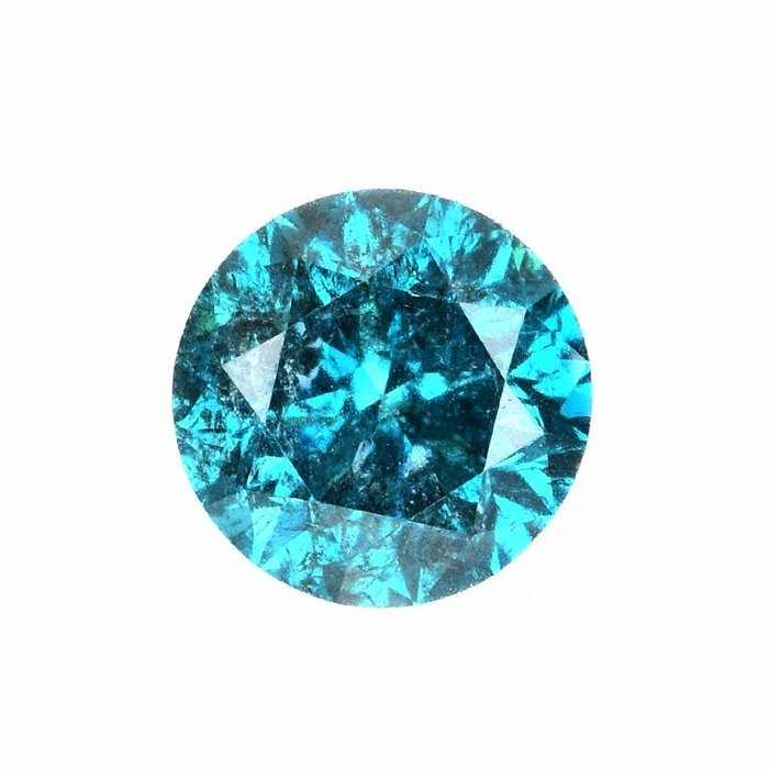 Diamant - 106 ct - Rund - Fancy Vivid Greenish Blue - I3 (piqué)