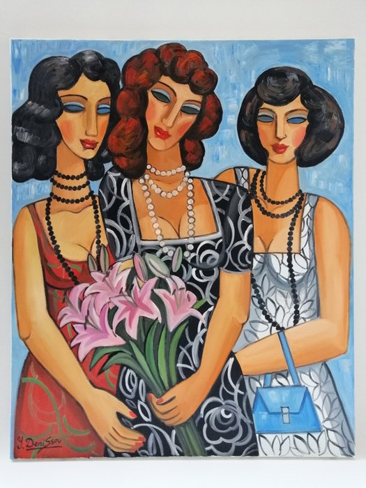 Yuri Denissov (1962) - Copines avec un bouquet de lys