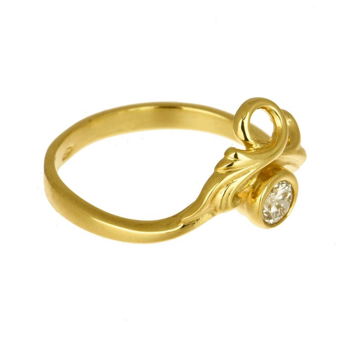 Ring - 18 kraat Gulguld Diamant (Natur)