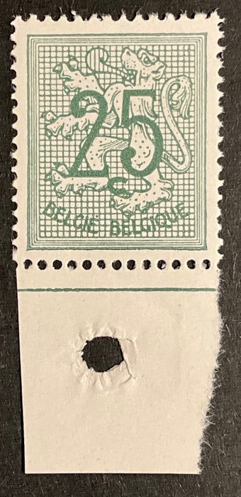 Belgien 1966 - Heraldic Lion 25c LYS GRØN - MEST FRISK - Sjælden nuance - OBP 1368b