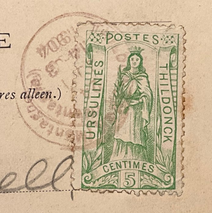 Belgien 1909 - Postkort med segl "Ursulines Thildonck" - stemplet FANCY-FAIR