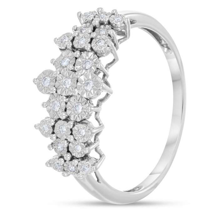 Ring - 18 kraat Hvidguld -  0.12ct. tw. Diamant (Natur)