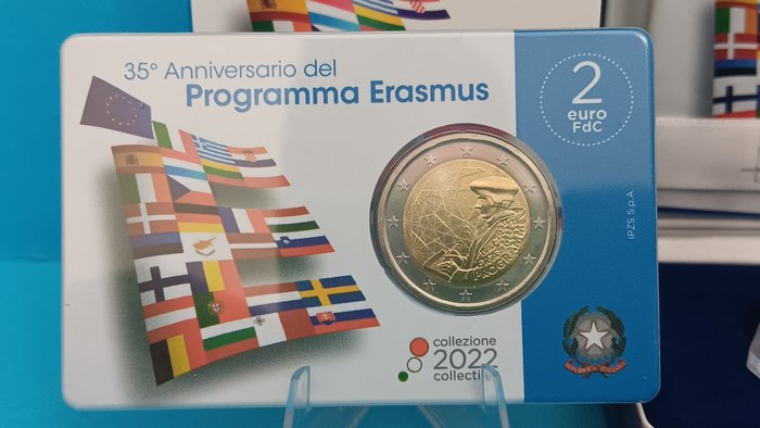 Italien. 2 Euro 2022 "Erasmus" Proof + BU  (Ingen mindstepris)