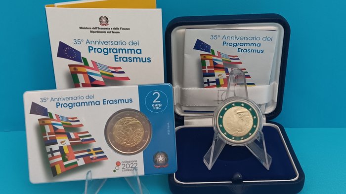 Italien. 2 Euro 2022 "Erasmus" Proof + BU  (Ingen mindstepris)