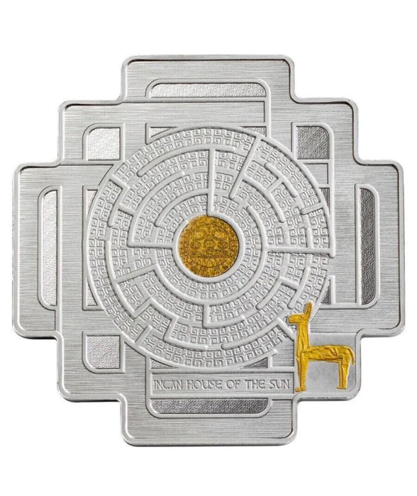 Salomonøerne. 4 Dollars 2022 Incan House of the Sun, 1,5 oz (.999)