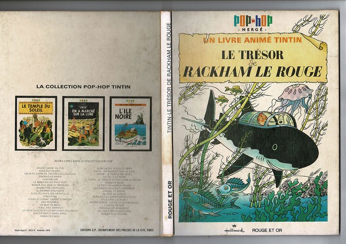 Tintin T12 - Le trésor de Rackham le Rouge - C - 1 Pop-hop album - Første udgave - 1970