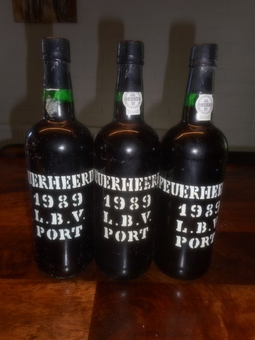 1989 Feuerheerd's - Douro Late Bottled Vintage Port - 3 Flasker (0,75 L)