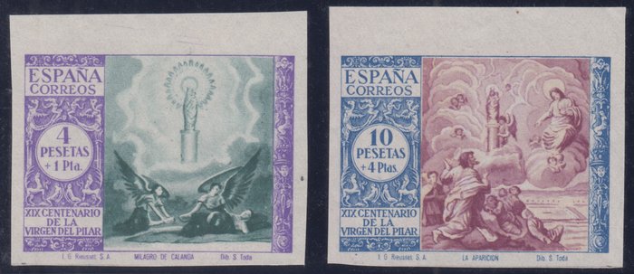 Spanien 1940 - 19. århundrede for Jomfruen af Pilars komme til Zaragoza. - Edifil 901ccs/2ccs