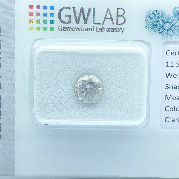 Ingen mindstepris - 1 pcs Diamant  (Natur)  - 098 ct - Rund - G - I2 - Gemewizard Gemological Laboratory (GWLab)