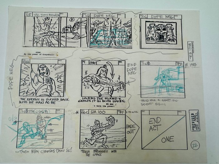 MOTU Ingen reserve! Originalt storyboard - He-Man - He-Man Production - 1983