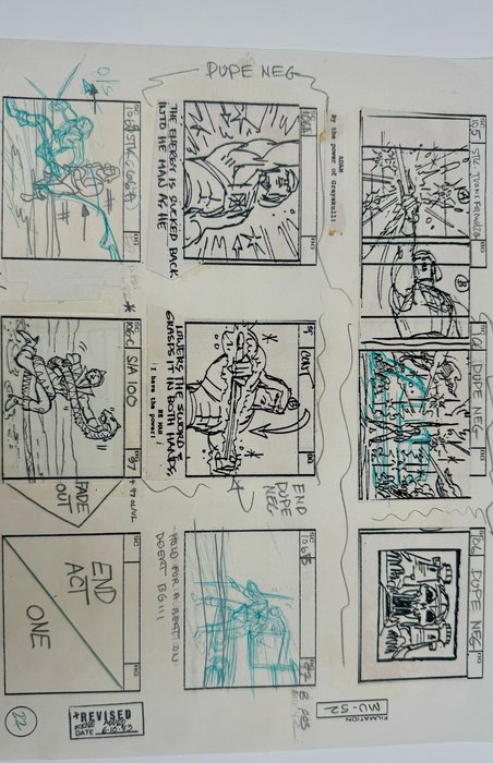 MOTU Ingen reserve! Originalt storyboard - He-Man - He-Man Production - 1983