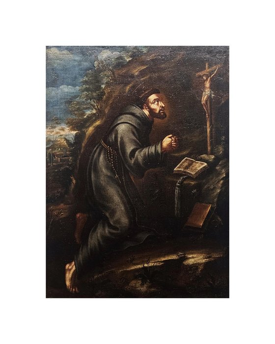 Scuola Italiana (XVII) - San Francesco d'Assisi inginocchiato - NO RESERVE