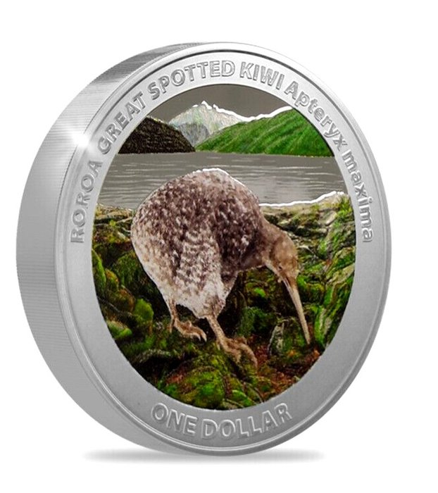 New Zealand. 1 Dollar 2024 "Roroa Great spotted Kiwi", 1 Oz (.999) Proof  (Ingen mindstepris)